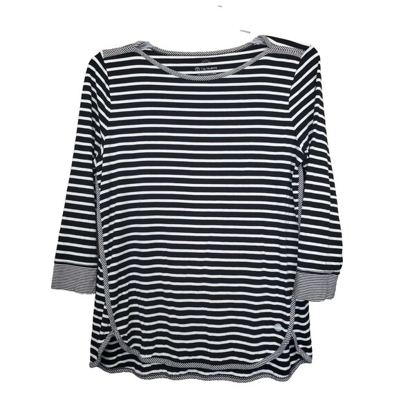 T By Talbots Jersey Knit Striped UPF 50 Boat Neck 3/4 Sleeve Tunic Size Large - Picture 1 of 6